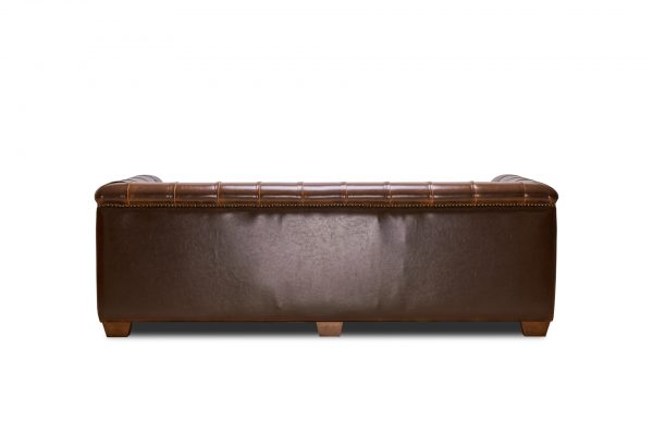 Polla kapitoneli kahverengi suni deri modern kanepe tasarımı