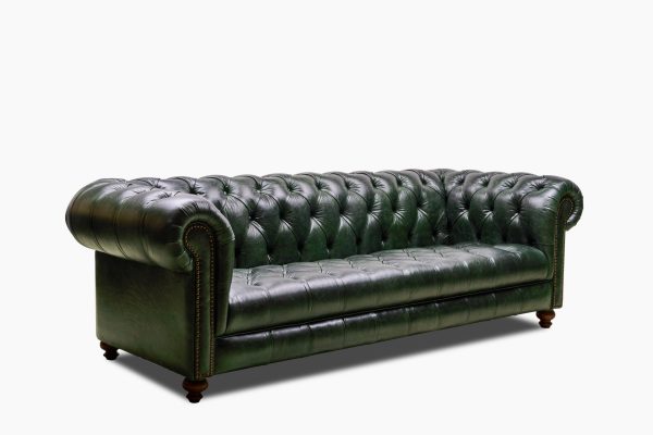 vintage koyu yeşil full kapitone chesterfield kanepe deri mobilya üreticisi